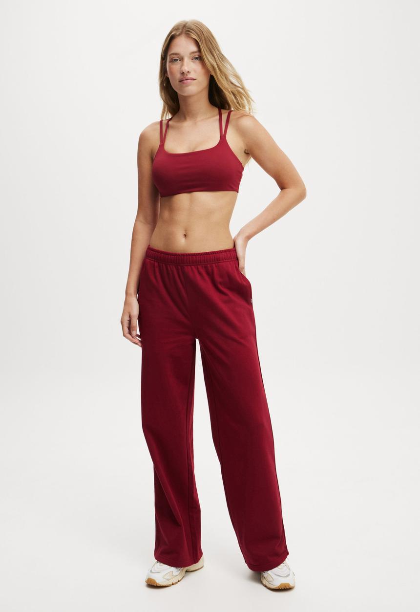 Cotton On - Lifestyle Fleece Straight Leg Sweatpant - Deep Red