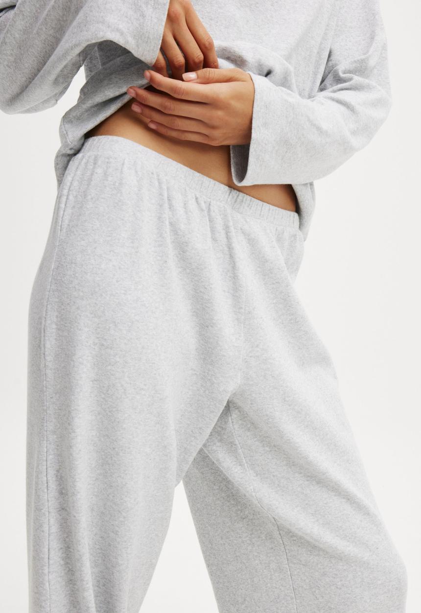 Cotton On - Pointelle Rib Pants - Light Grey Marle