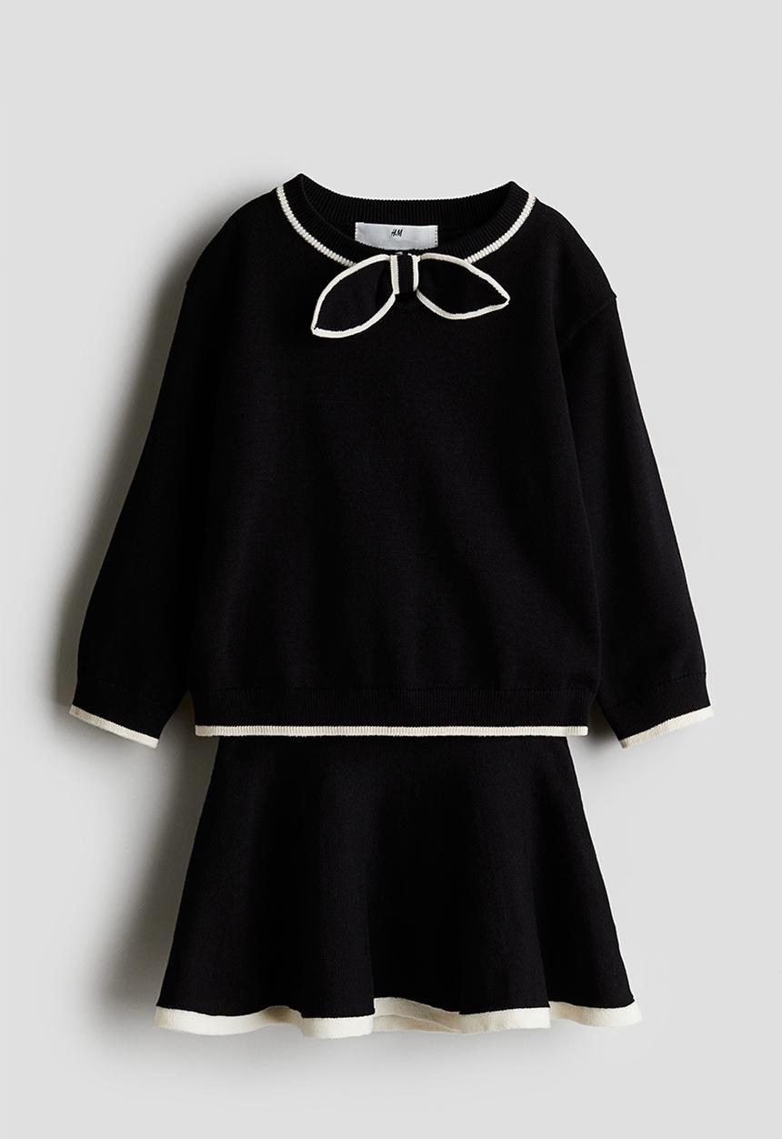 H&M - 2-piece fine-knit cotton set - black