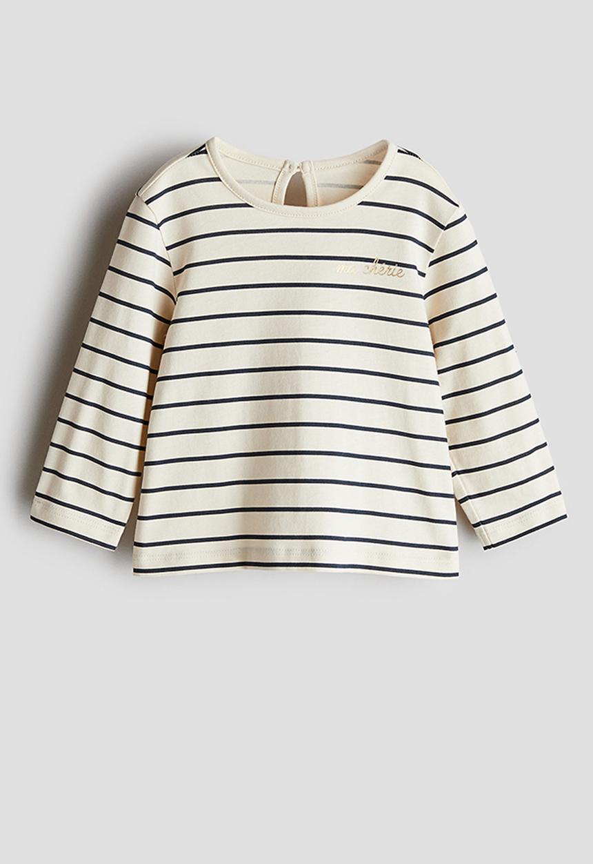 H&M - Printed cotton jersey top - white,multi