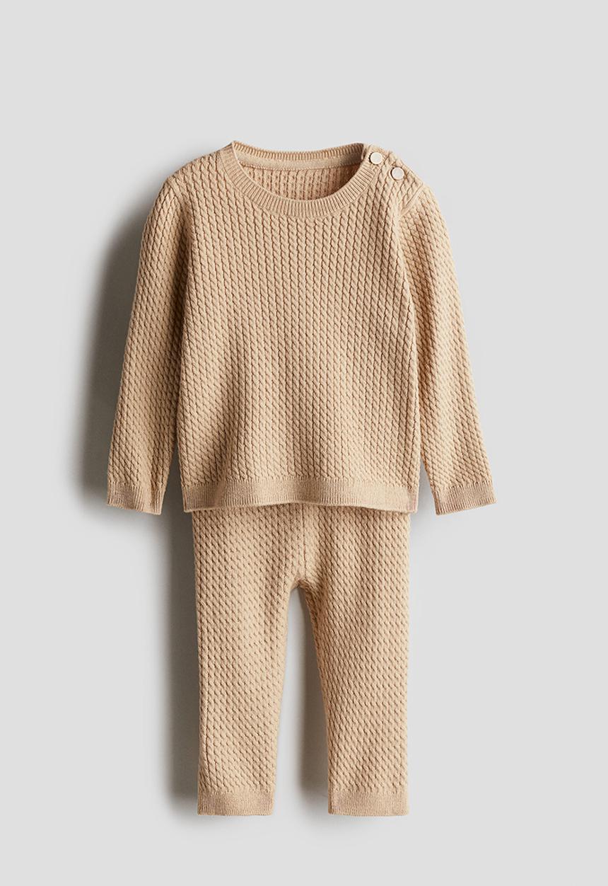 H&M - 2-piece cable-knit set - beige