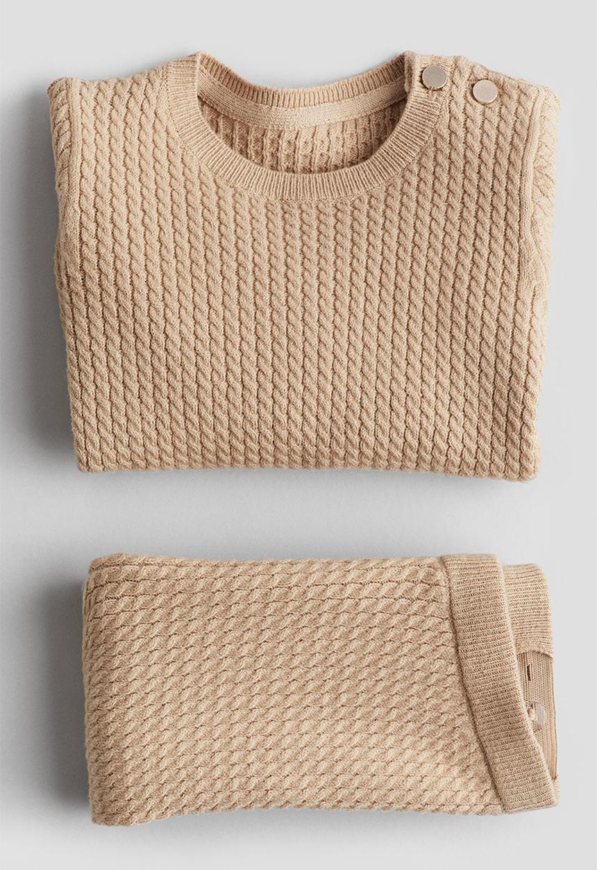 H&M - 2-piece cable-knit set - beige