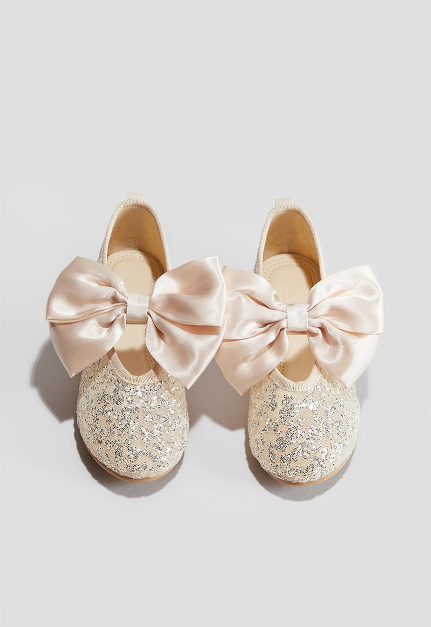 H&M - Bow-detail ballet pumps - cream 