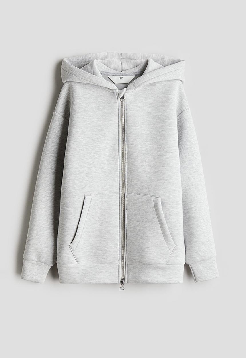 H&M - Scuba zip-through hoodie - light grey marl 