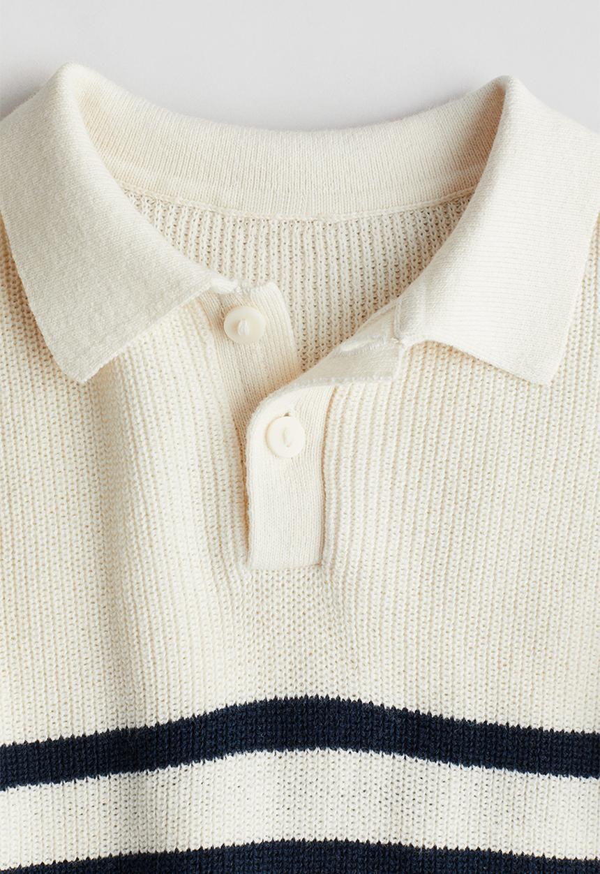 H&M - Cotton-knit jumper - white/blue striped 