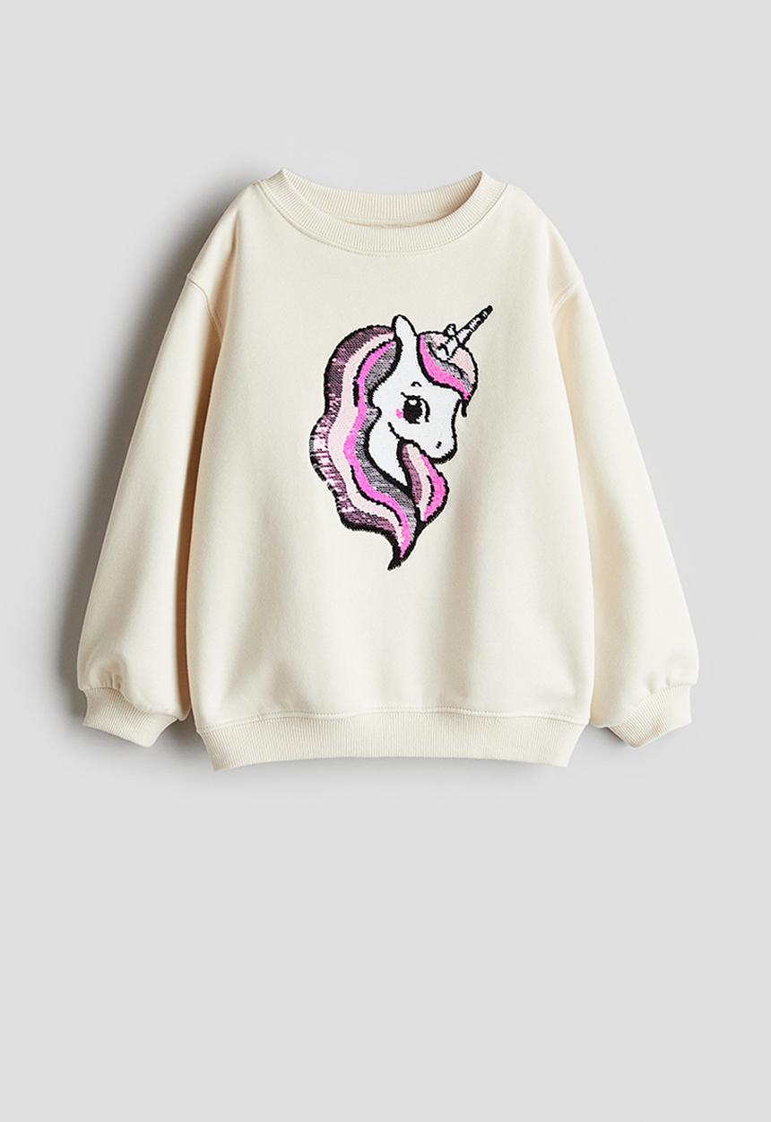H&M - Motif-detail sweatshirt - white unicorn