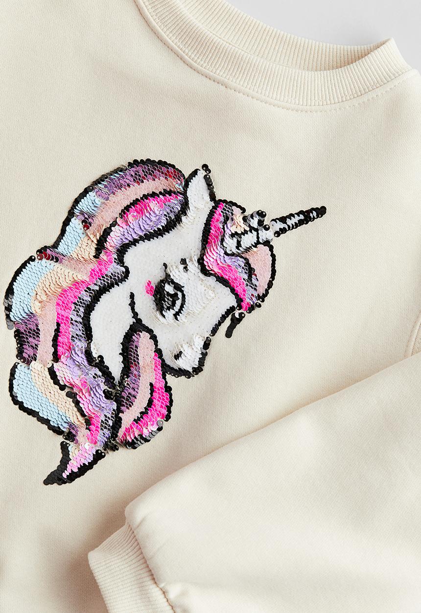 H&M - Motif-detail sweatshirt - white unicorn