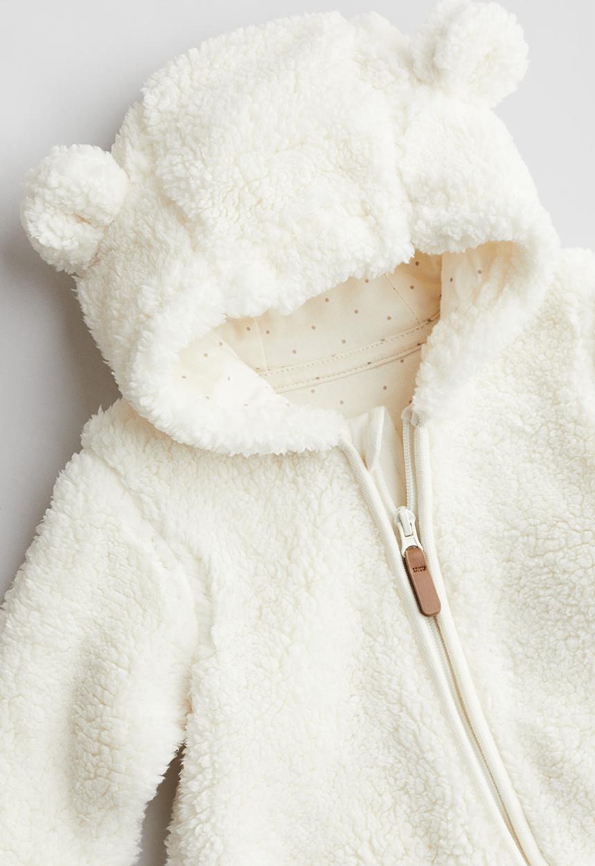 H&M - Pile pram suit with ears - white