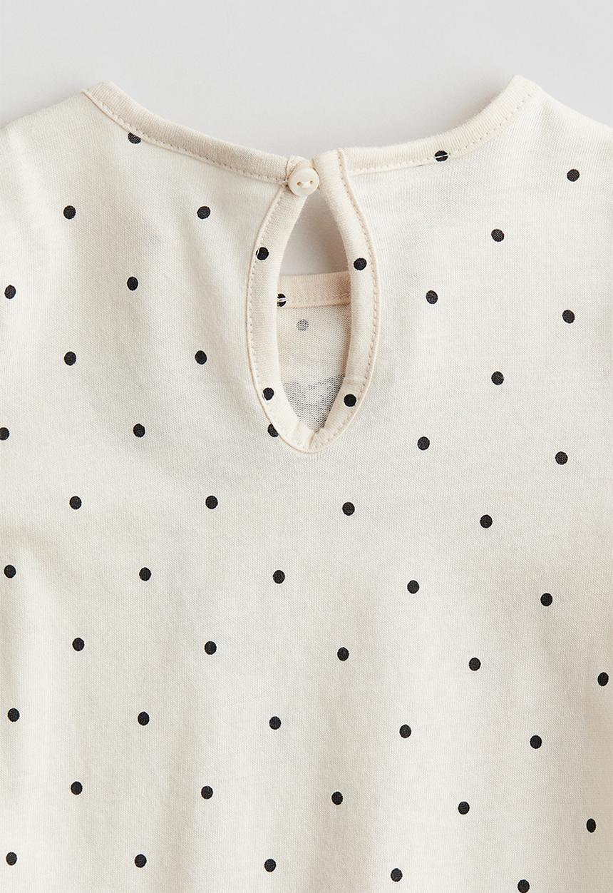 H&M - Printed cotton jersey top - cream/bow