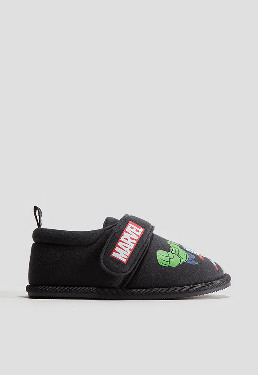 H&M - Printed cotton slippers - black marvel comics