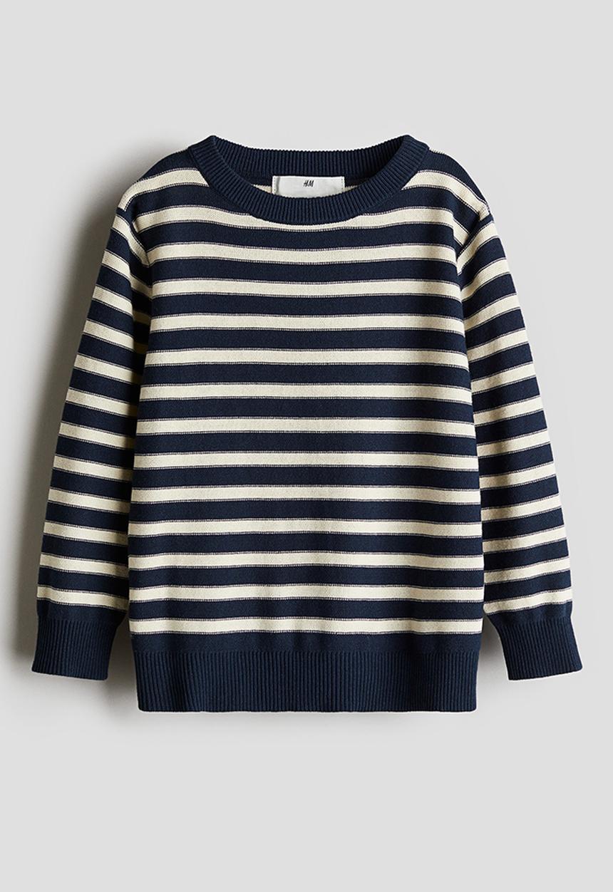 H&M - Cotton jumper - navy blue & white striped