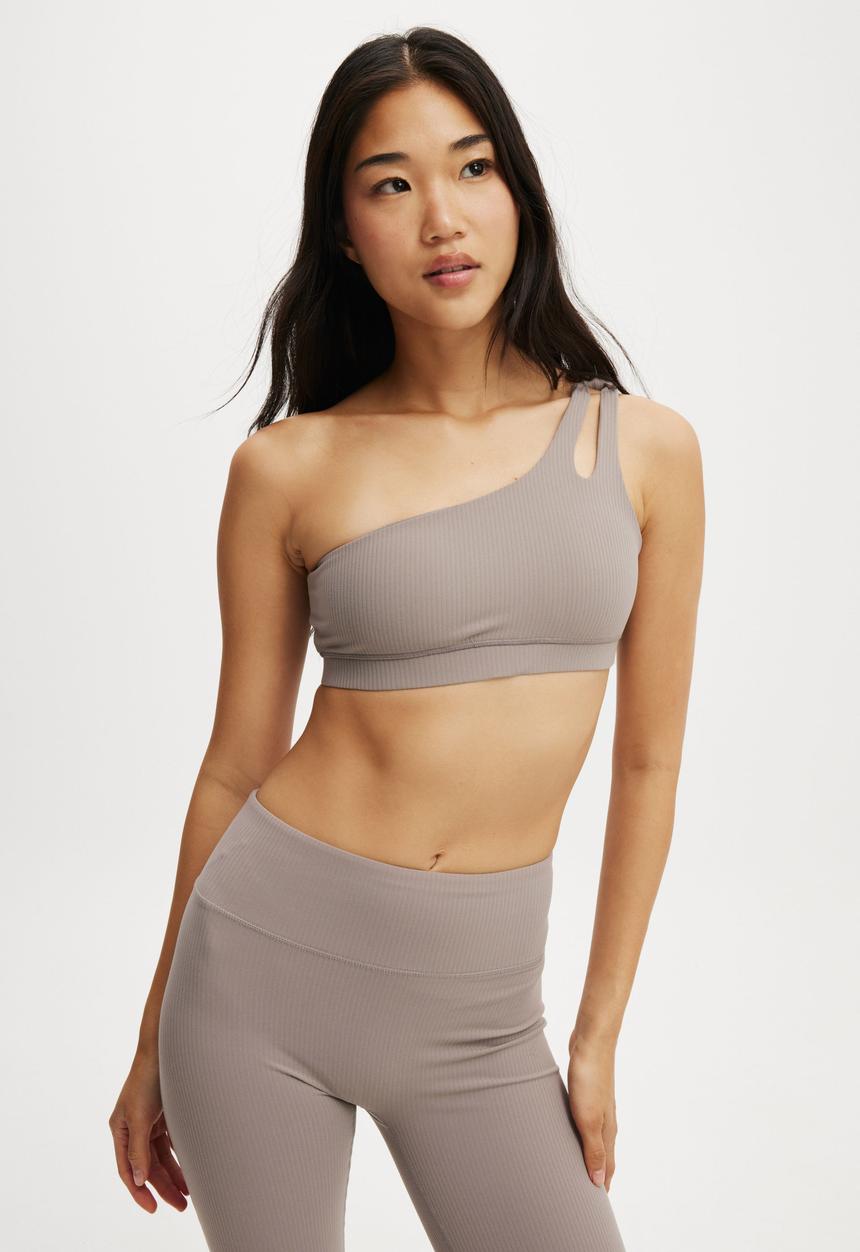Cotton On - Reform Rib One Shoulder Crop - Desert Grey
