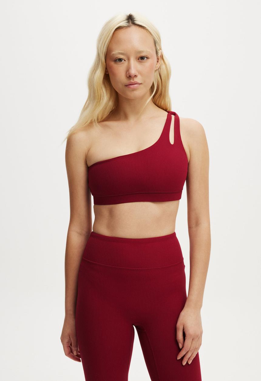 Cotton On - Reform Rib One Shoulder Crop - Deep Red