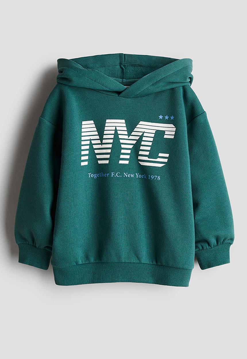 H&M - Printed hoodie - teal nyc