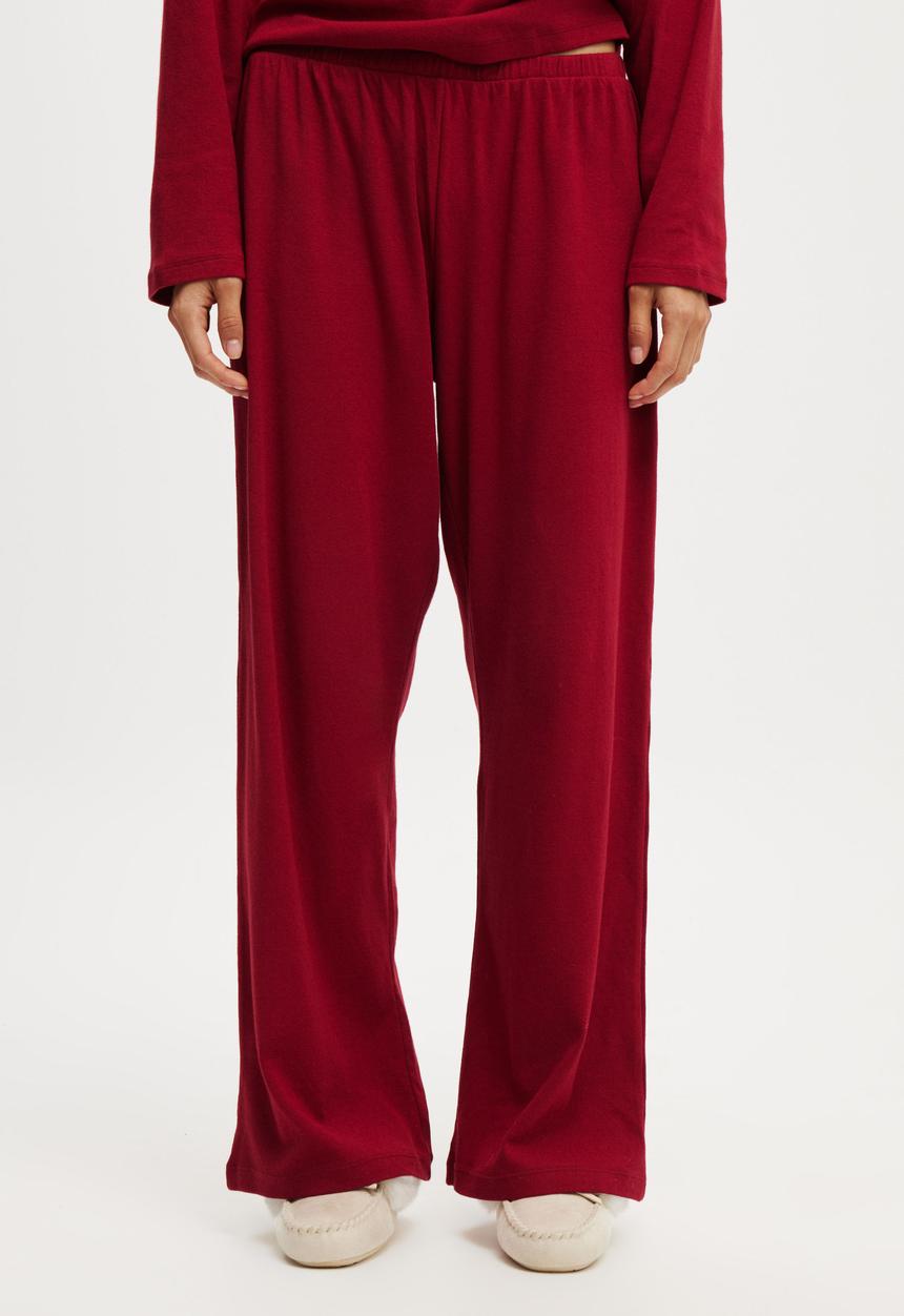 Cotton On - Pointelle Rib Pants - Deep Red