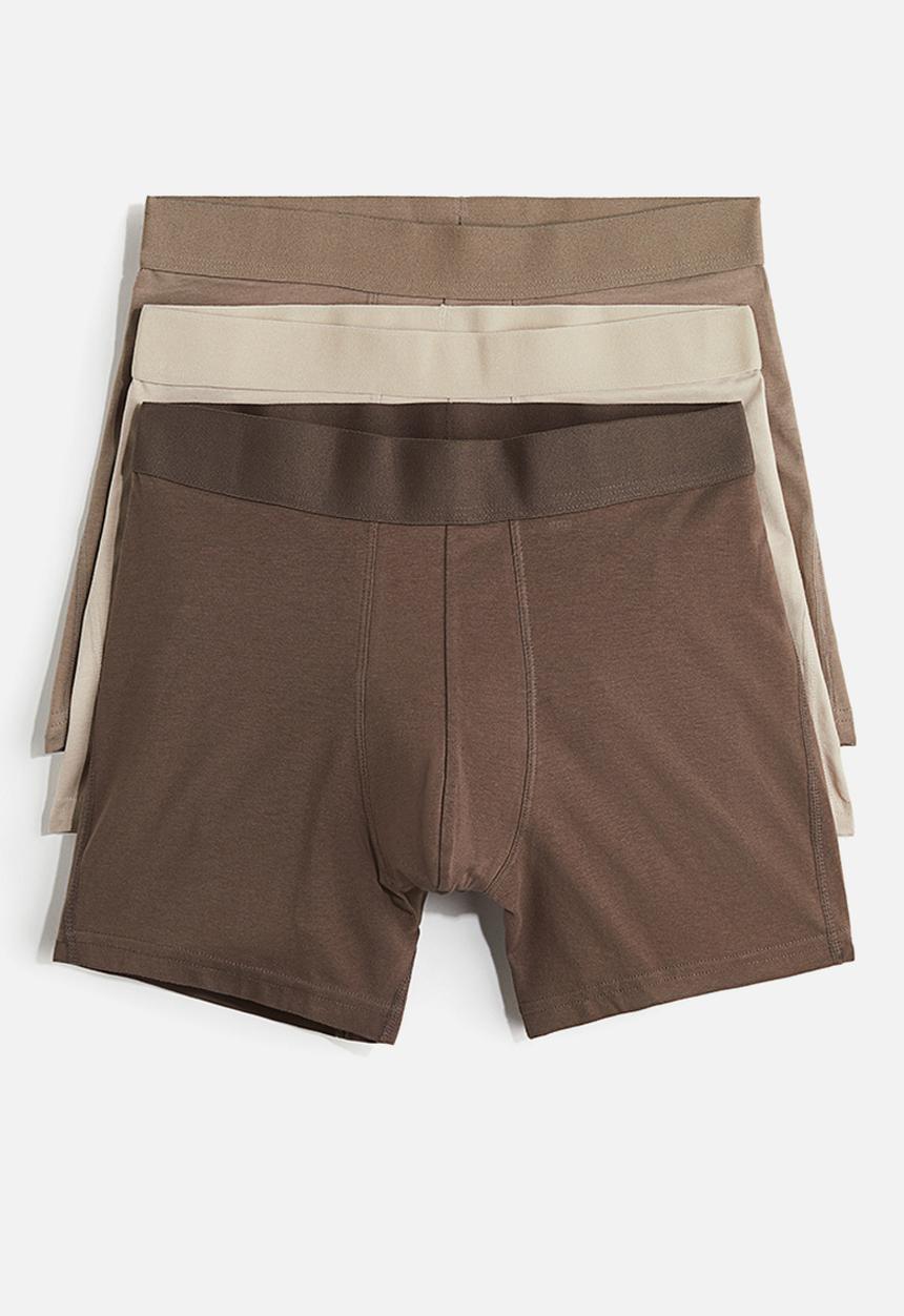 H&M - 3-Pack mid trunks lycra® xtra life™ - brown & dark beige