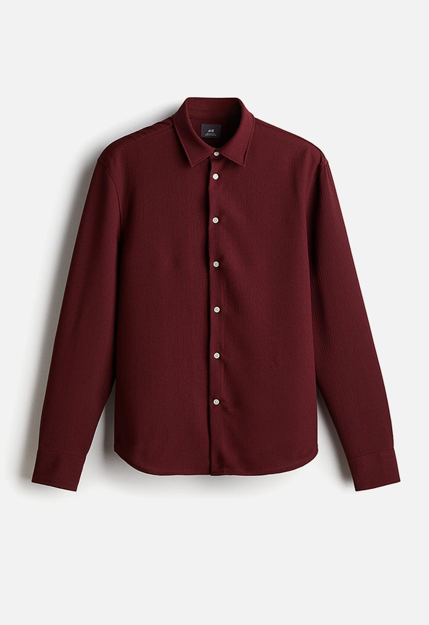 H&M - Regular fit crêpe shirt - burgundy 