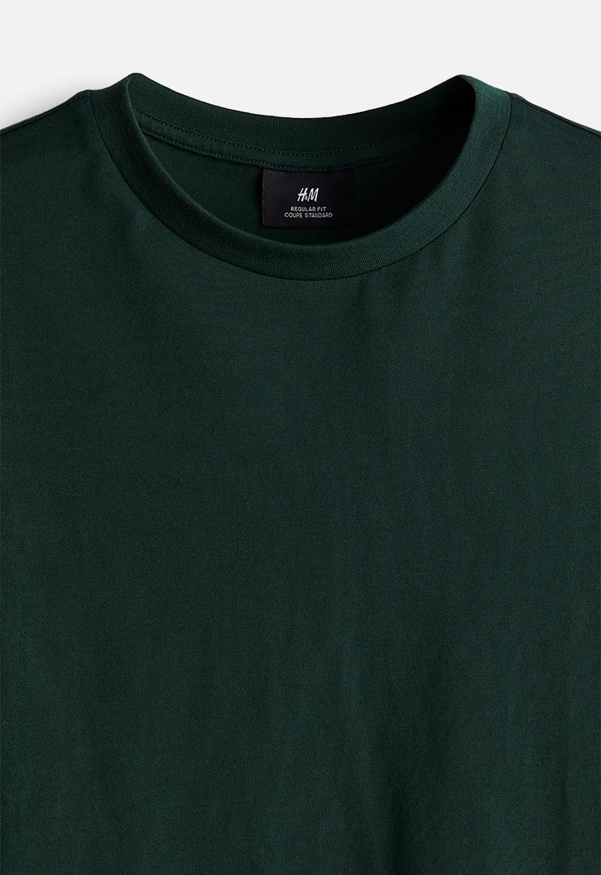Regular fit round-neck T-shirt - forest green - 0685816243
