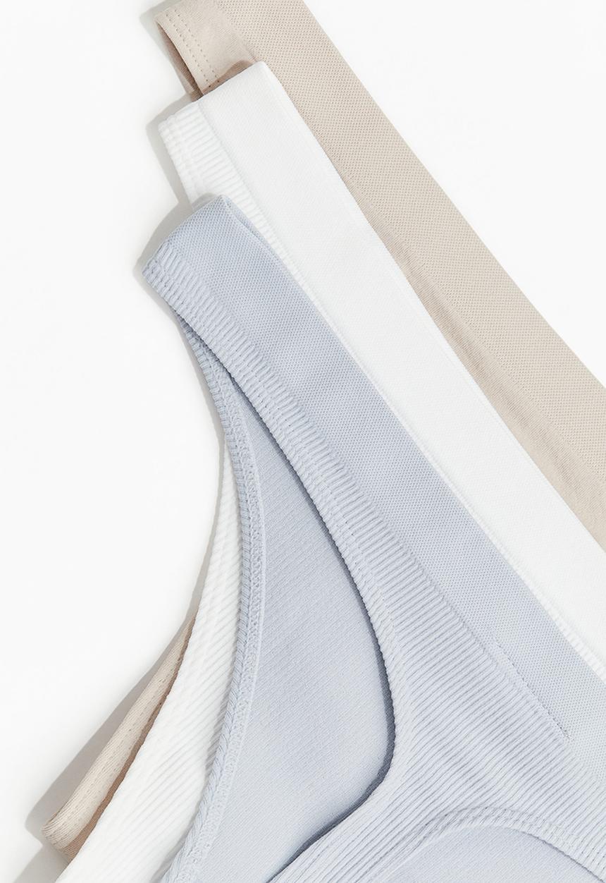 H&M - 5-Pack seamless thong briefs - light blue/navy blue