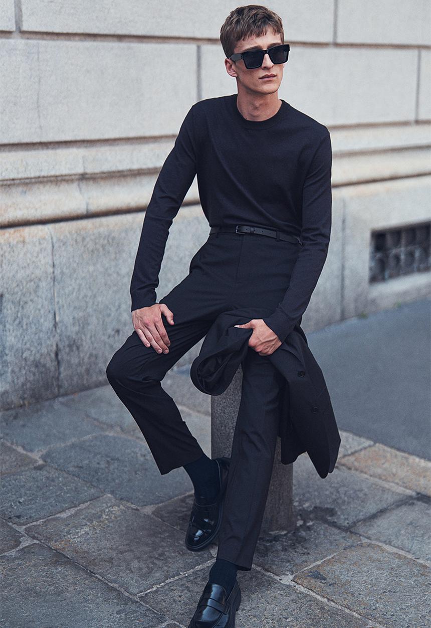 H&M - Slim fit fine-knit jumper - navy blue 