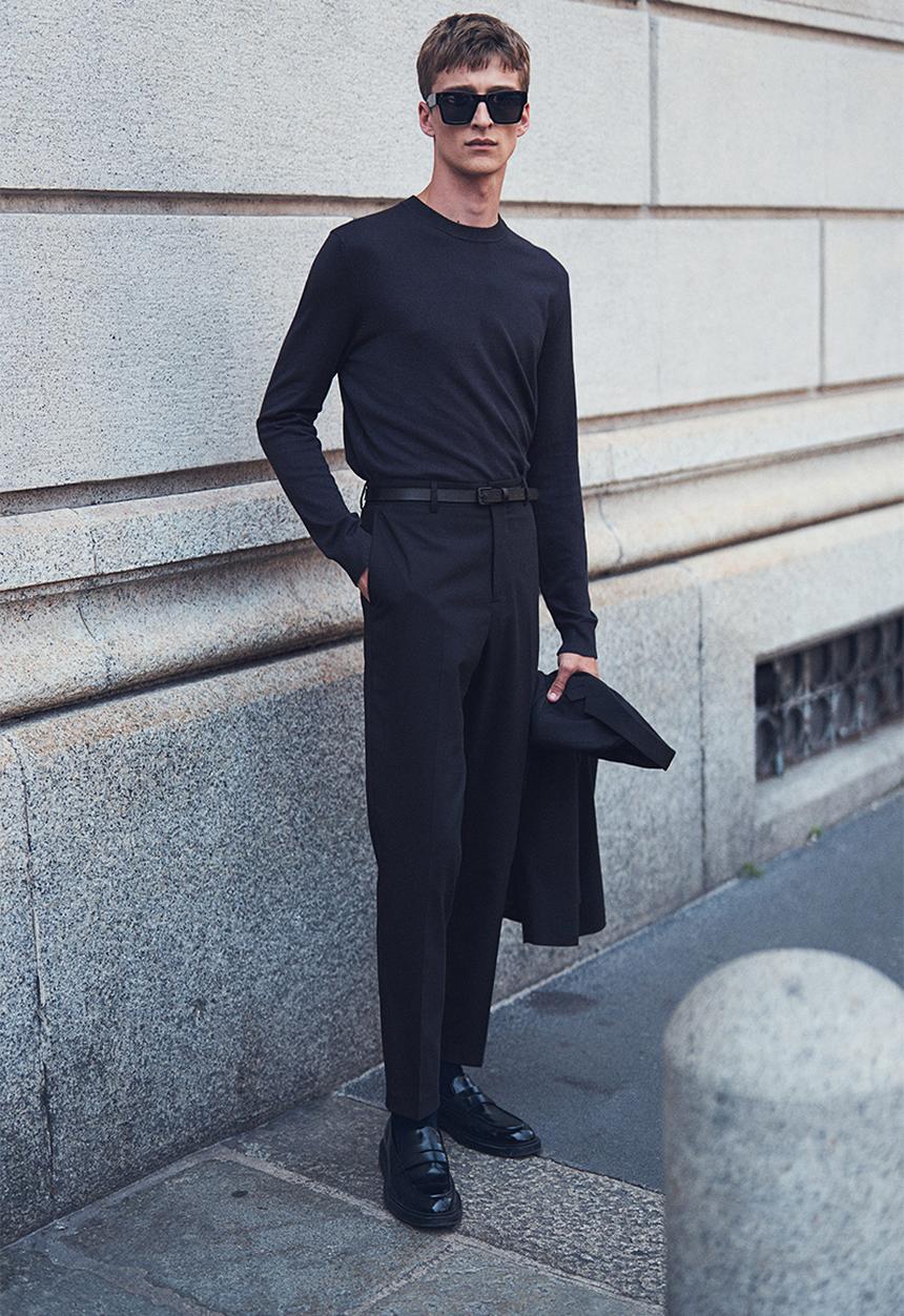 H&M - Slim fit fine-knit jumper - navy blue 