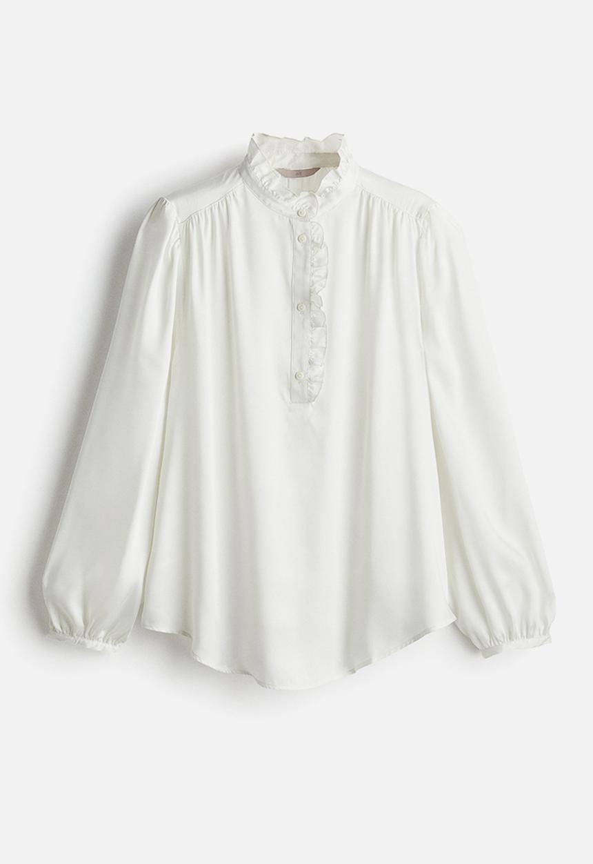 H&M - Frill-trimmed blouse - white