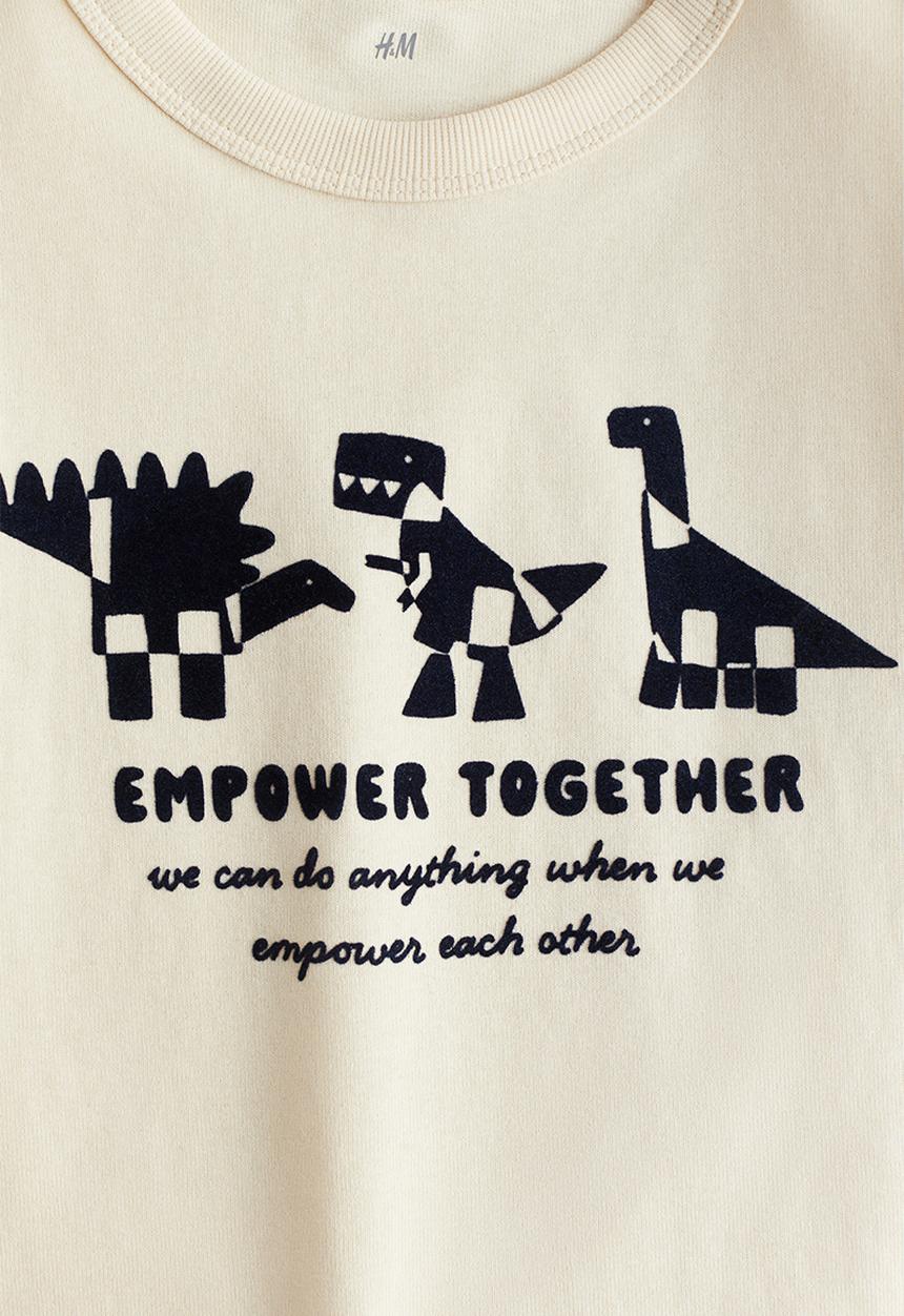 H&M - Long-sleeved T-shirt -light beige/empower together 