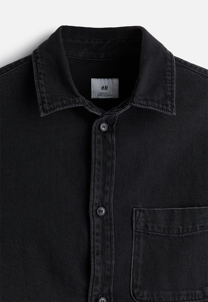 H&M - Regular fit denim shirt - black