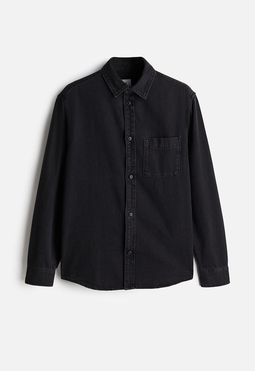H&M - Regular fit denim shirt - black