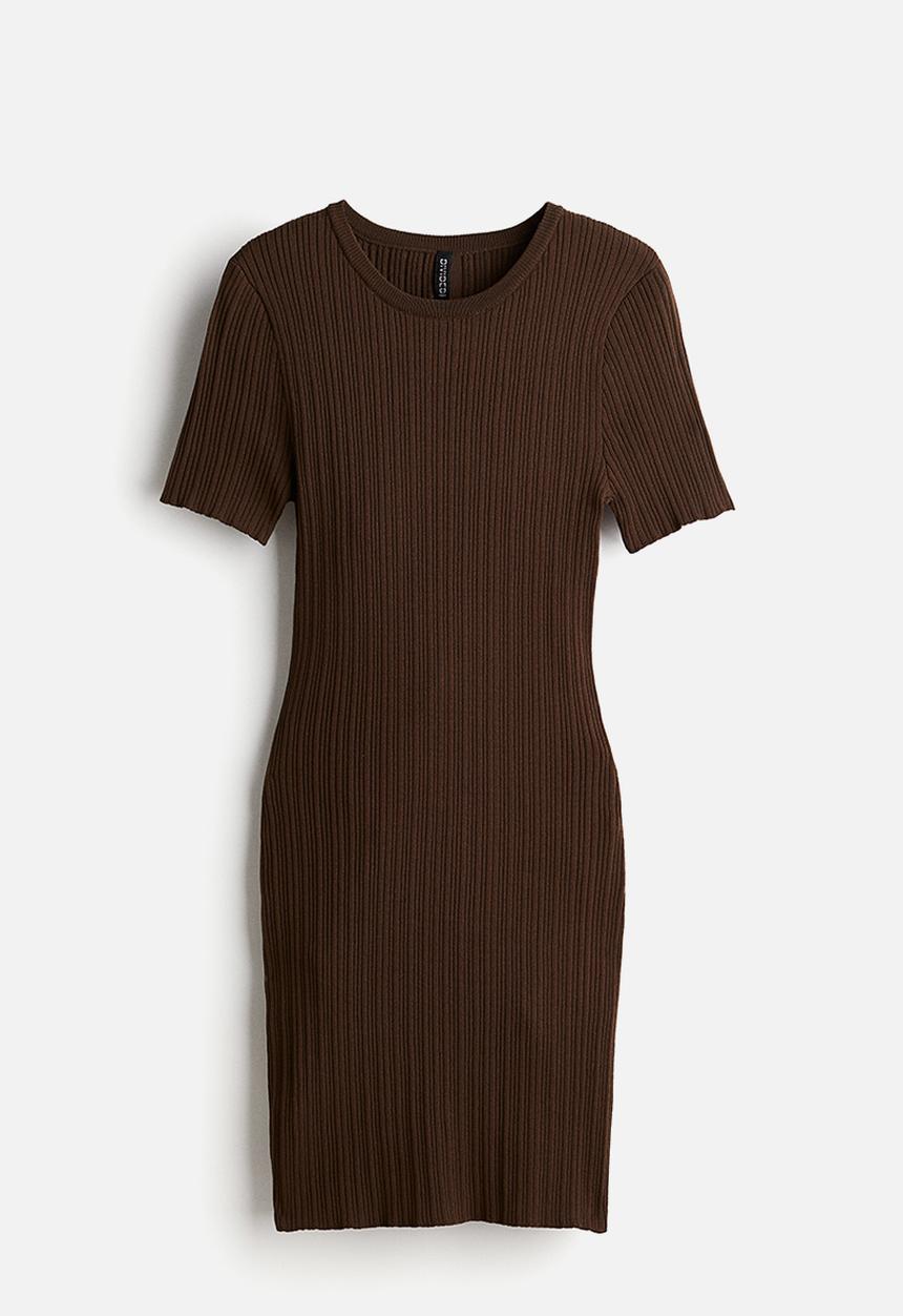 H&M - Rib-knit bodycon dress - dark brown