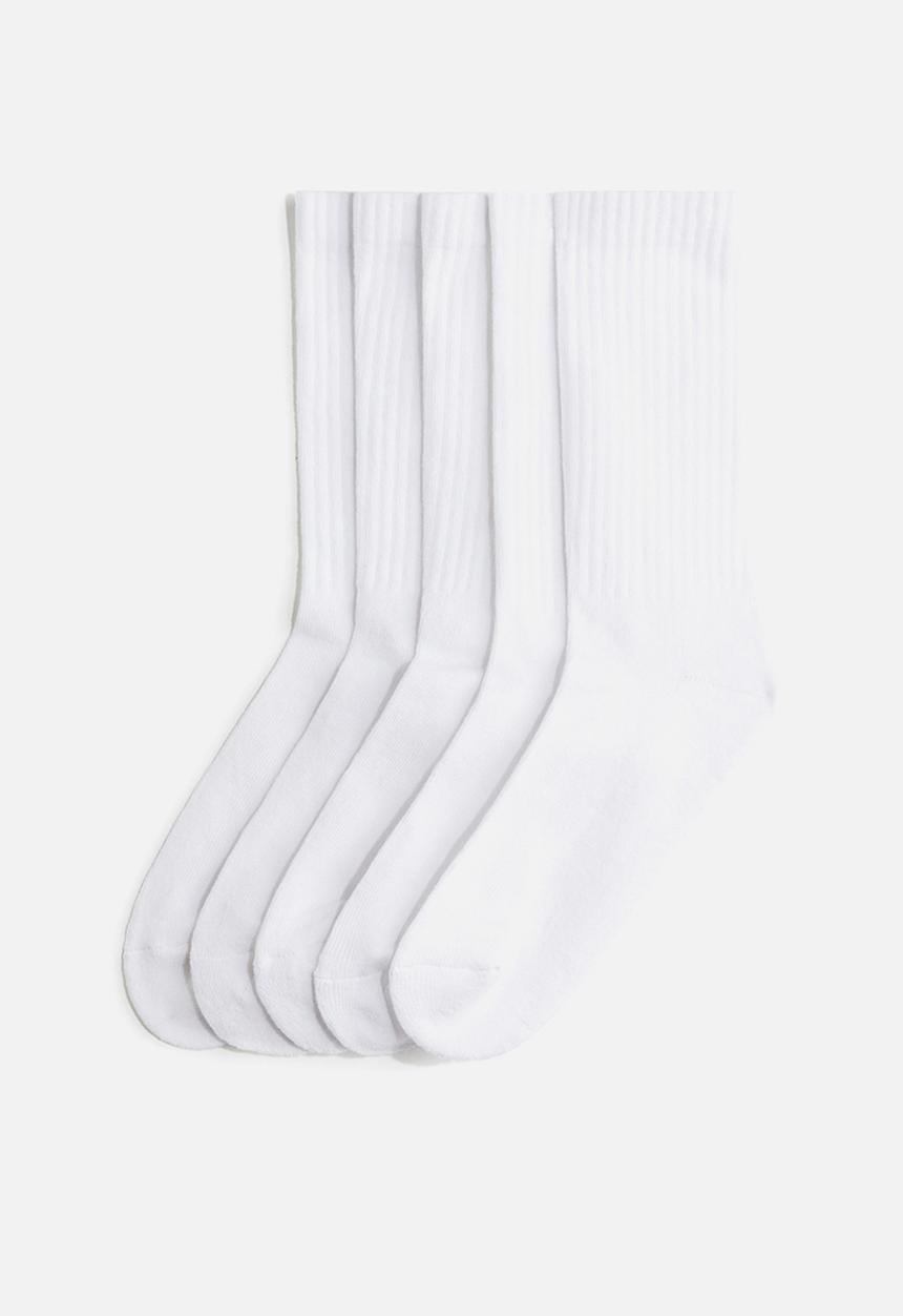 H&M - 5-Pack ribbed socks - white