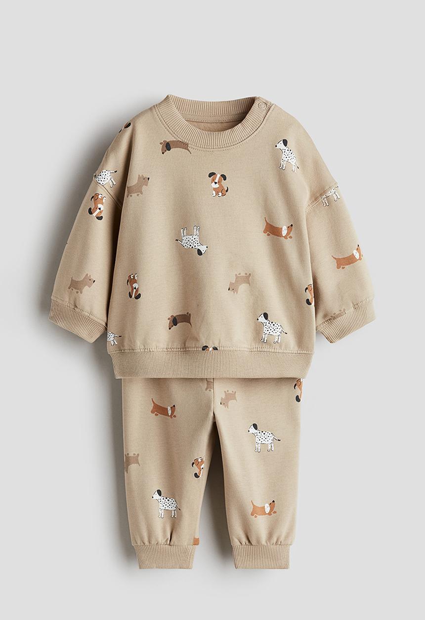 H&M - 2-piece sweatshirt set - beige/dogs