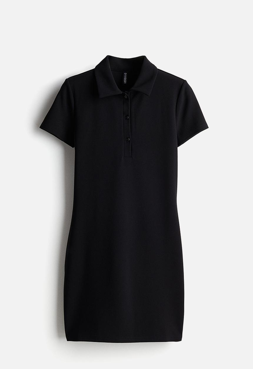 H&M - Crêpe polo dress - black