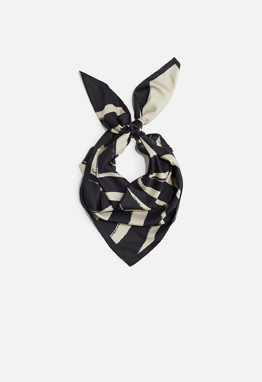H&M - Patterned scarf - light khaki green/black