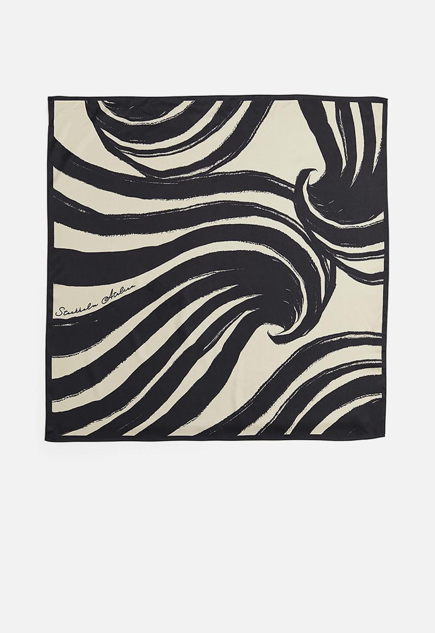 H&M - Patterned scarf - light khaki green/black