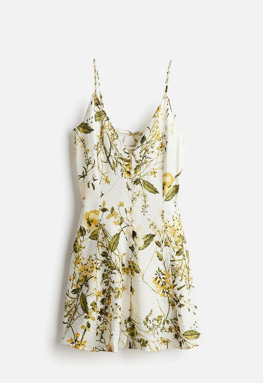 H&M - A-line strappy dress - cream floral