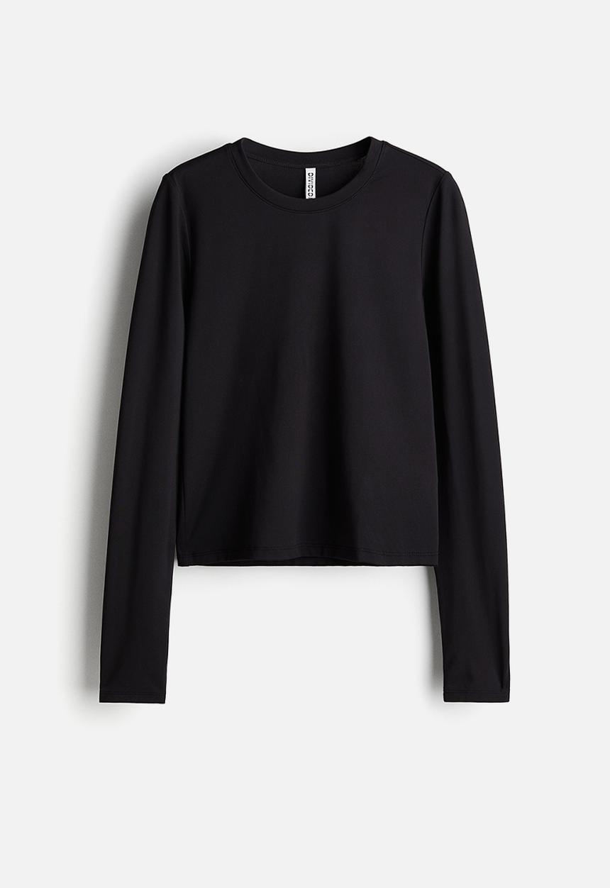 H&M - Long-sleeved microfibre top - black