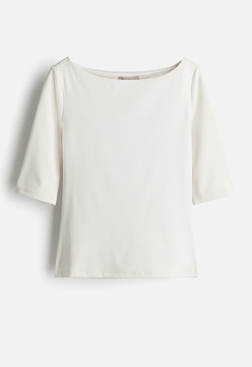 H&M - Boat-neck jersey top - white