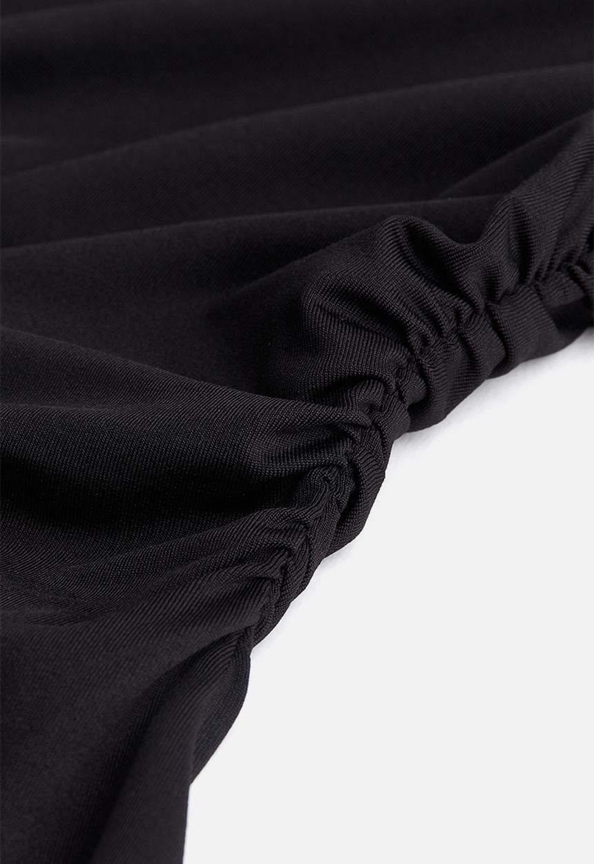 H&M - Gathered flared-skirt dress - black