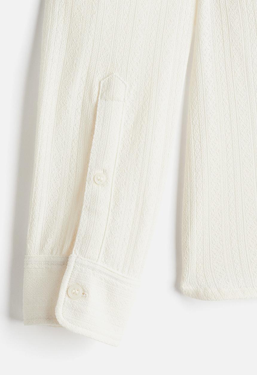 H&M - Regular fit lace jersey shirt - white
