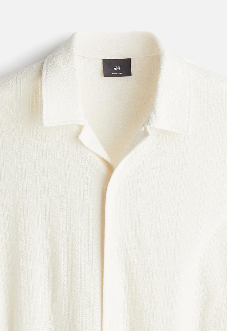 H&M - Regular fit lace jersey shirt - white