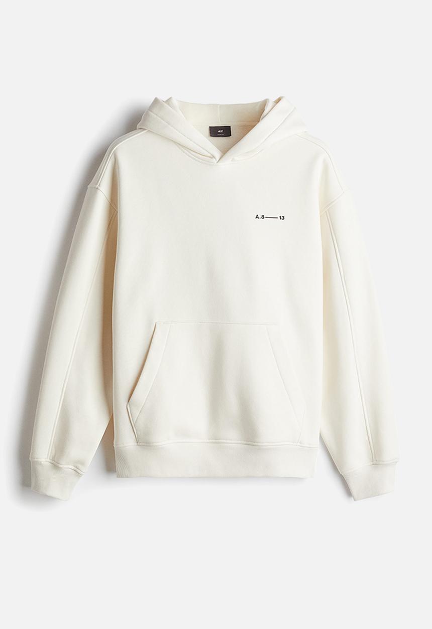 H&M - Loose fit printed hoodie - white