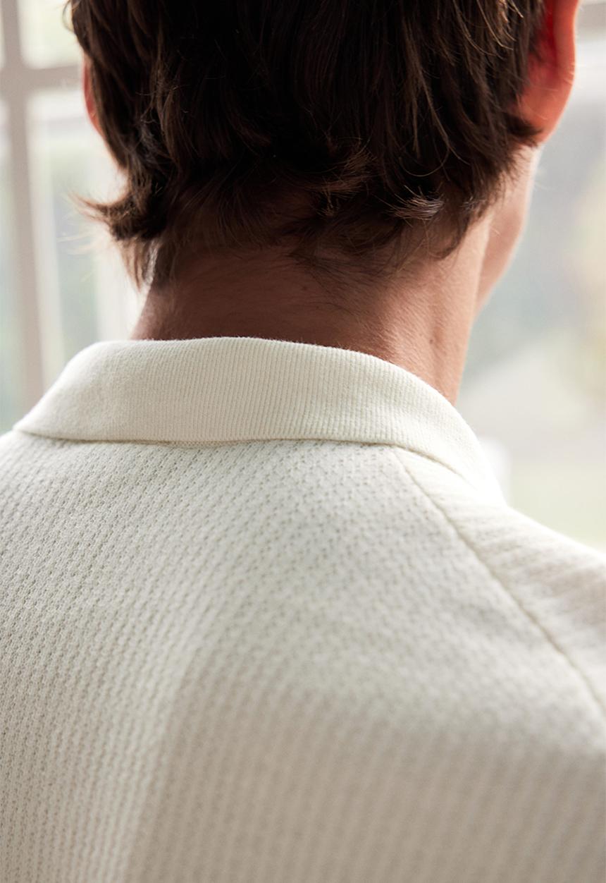 H&M - Slim fit textured polo shirt - white