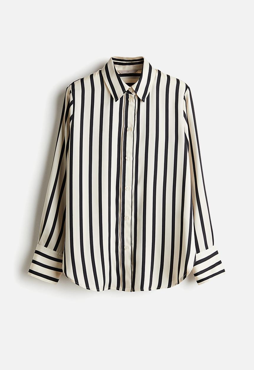 H&M - Shirt - cream black striped