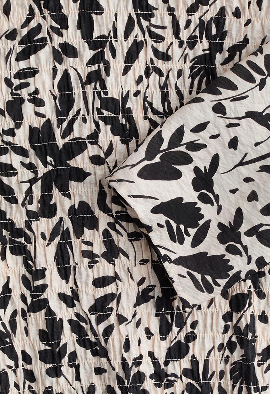 H&M - Smocked blouse - powder pink black patterned