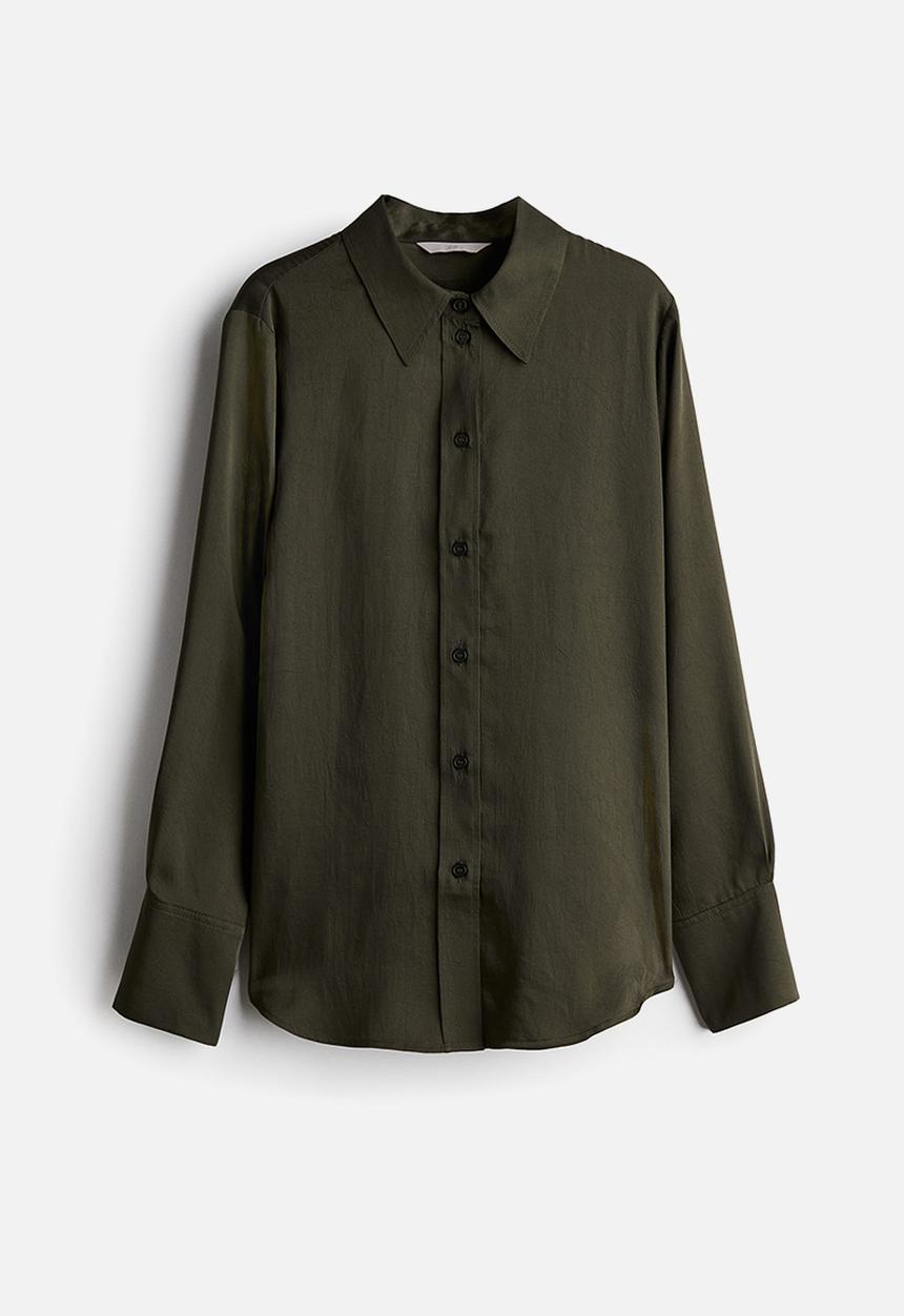 H&M - Shirt - dark khaki green 