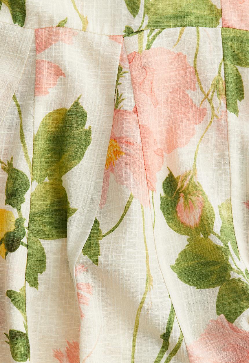 H&M - Flared-skirt dress - cream floral