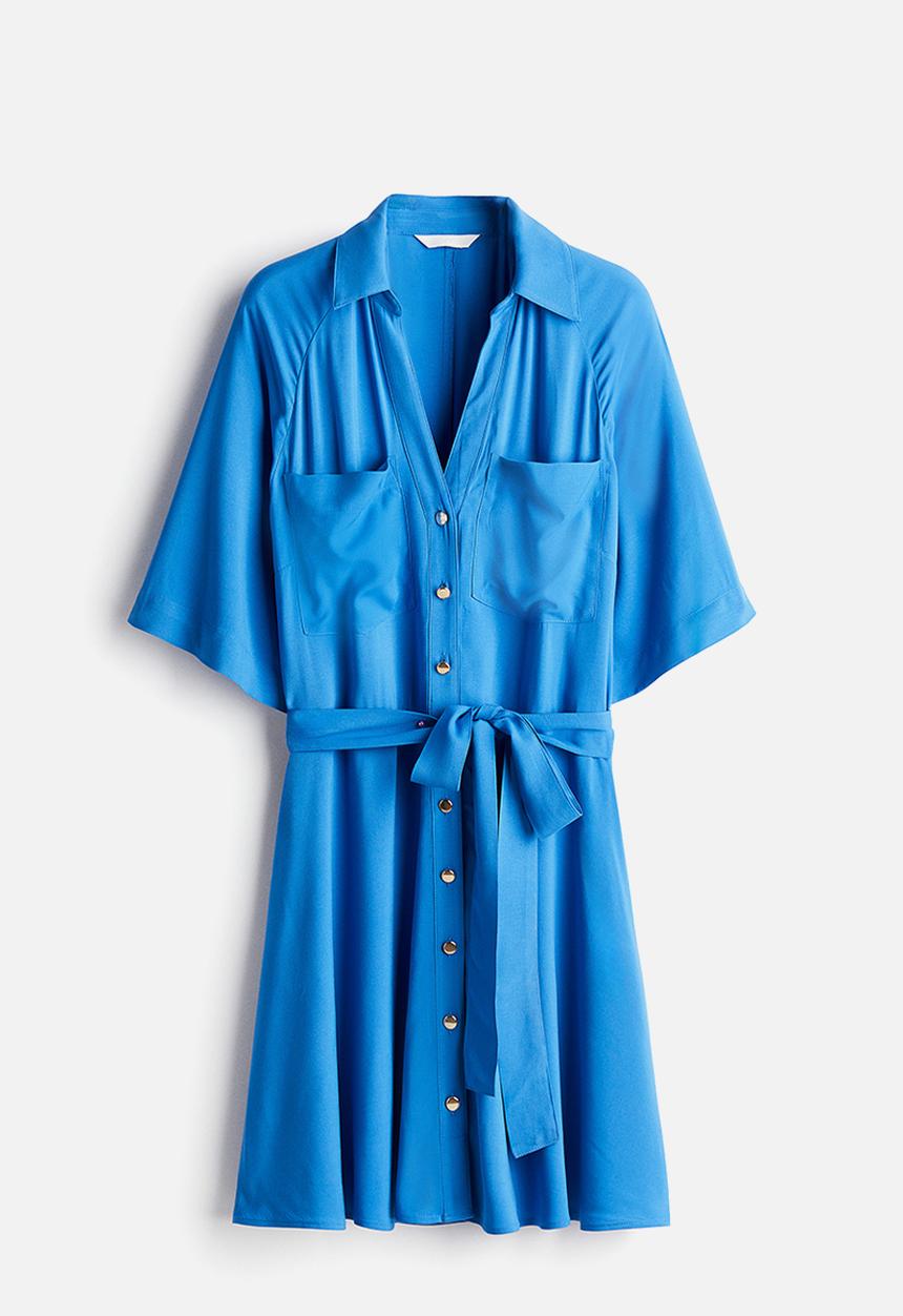 H&M - Tie-belt shirt dress - blue