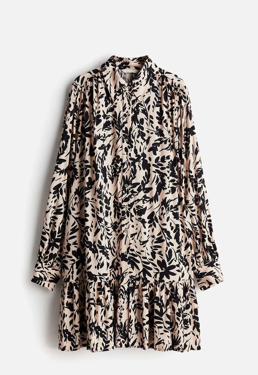 H&M - Oversized shirt dress -  powder pink/black patterned 