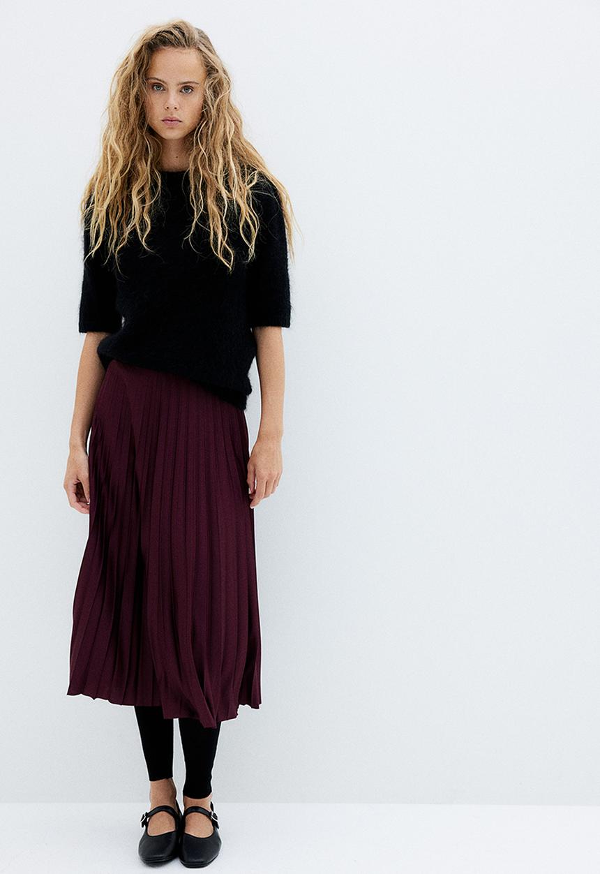 H&M - Pleated skirt - burgundy